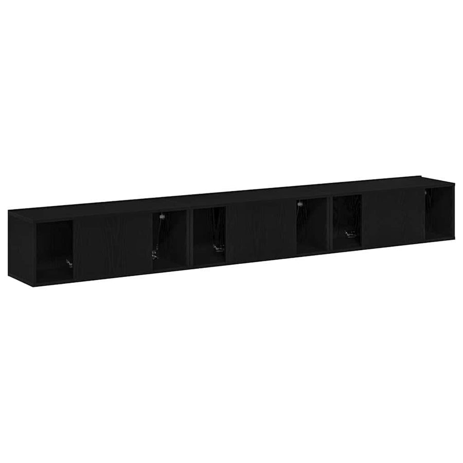 Tv-meubelset 3 pcs Zwart Eiken 80 x 30 x 30 cm Bewerkt hout