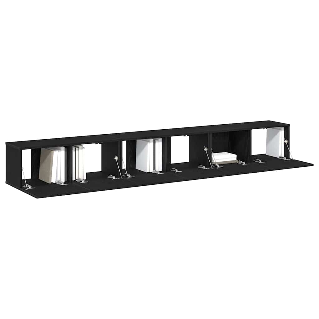 Tv-meubelset 3 pcs Zwart Eiken 80 x 30 x 30 cm Bewerkt hout