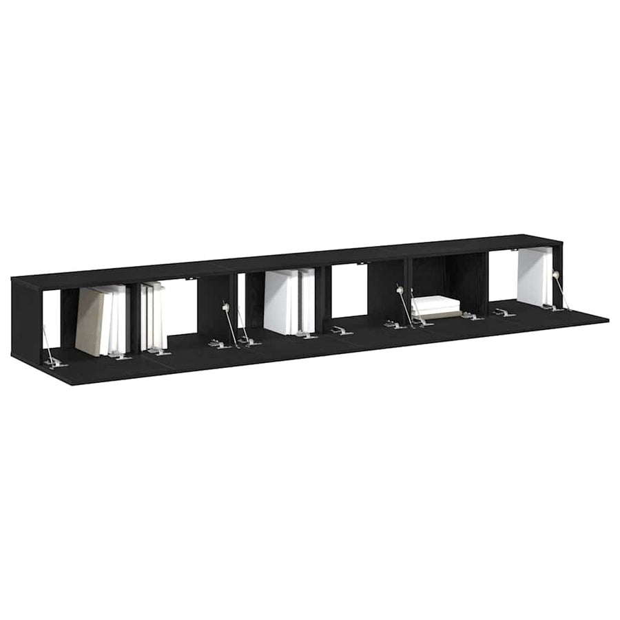 Tv-meubelset 3 pcs Zwart Eiken 80 x 30 x 30 cm Bewerkt hout