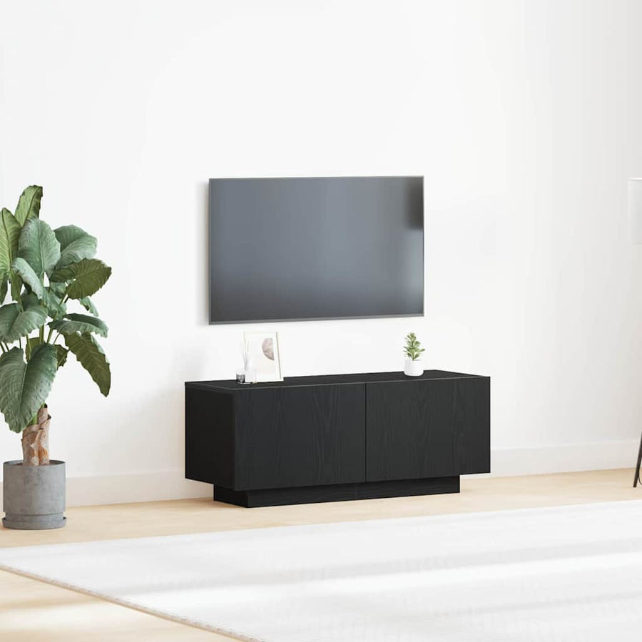 TV-kast Zwart Eiken 100 x 35 x 40 cm Bewerkt hout
