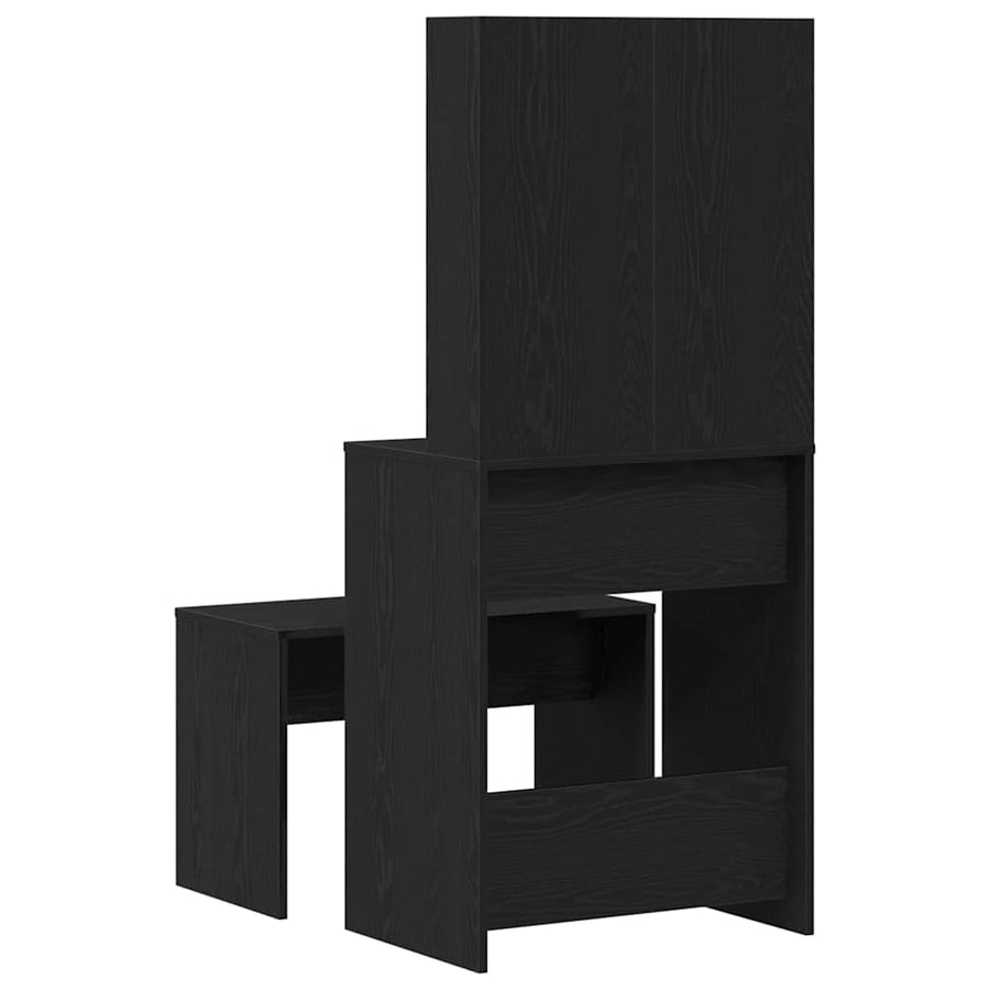 LED Make-up Tafel Set met lade 2 pcs Zwart Eiken Bewerkt hout