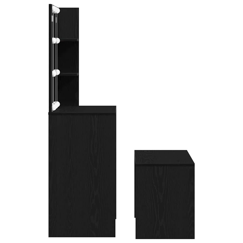 LED Make-up Tafel Set met lade 2 pcs Zwart Eiken Bewerkt hout