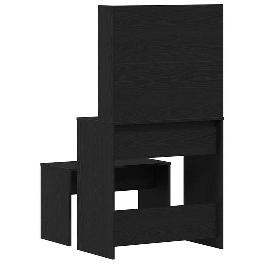 Toilettafel Set met lade 2 pcs Zwart Eiken Bewerkt hout