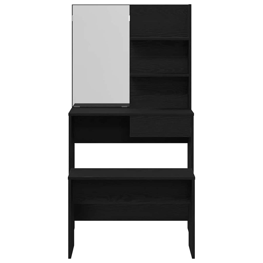 Toilettafel Set met lade 2 pcs Zwart Eiken Bewerkt hout