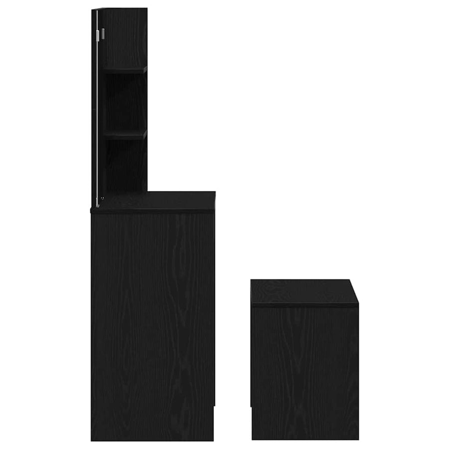 Toilettafel Set met lade 2 pcs Zwart Eiken Bewerkt hout