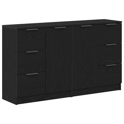 Dressoir met lade Zwart Eiken 120 x 30 x 70 cm Bewerkt hout