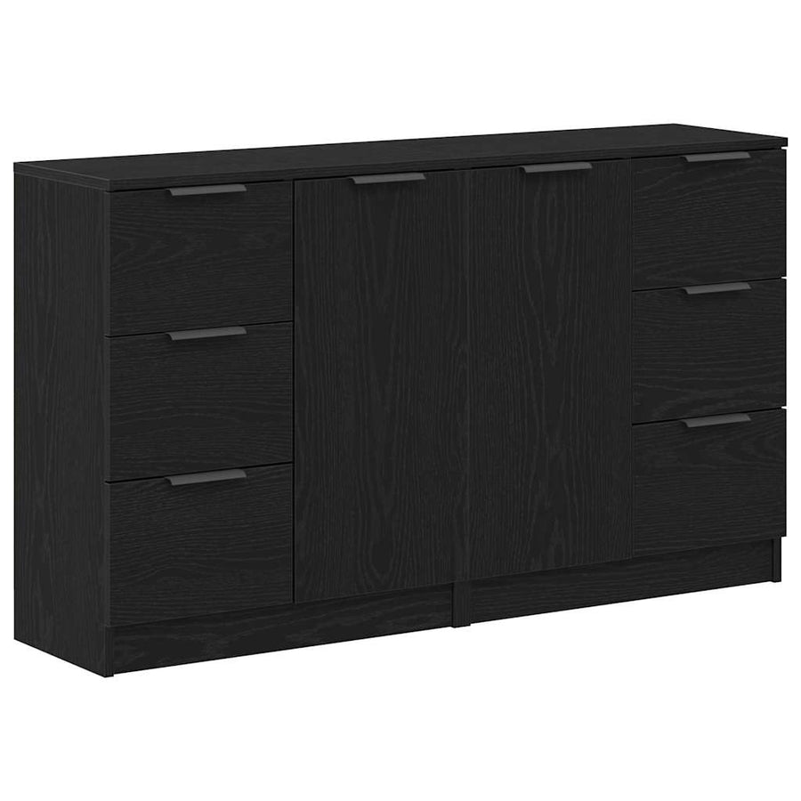 Dressoir met lade Zwart Eiken 120 x 30 x 70 cm Bewerkt hout