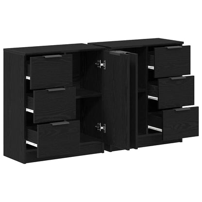 Dressoir met lade Zwart Eiken 120 x 30 x 70 cm Bewerkt hout