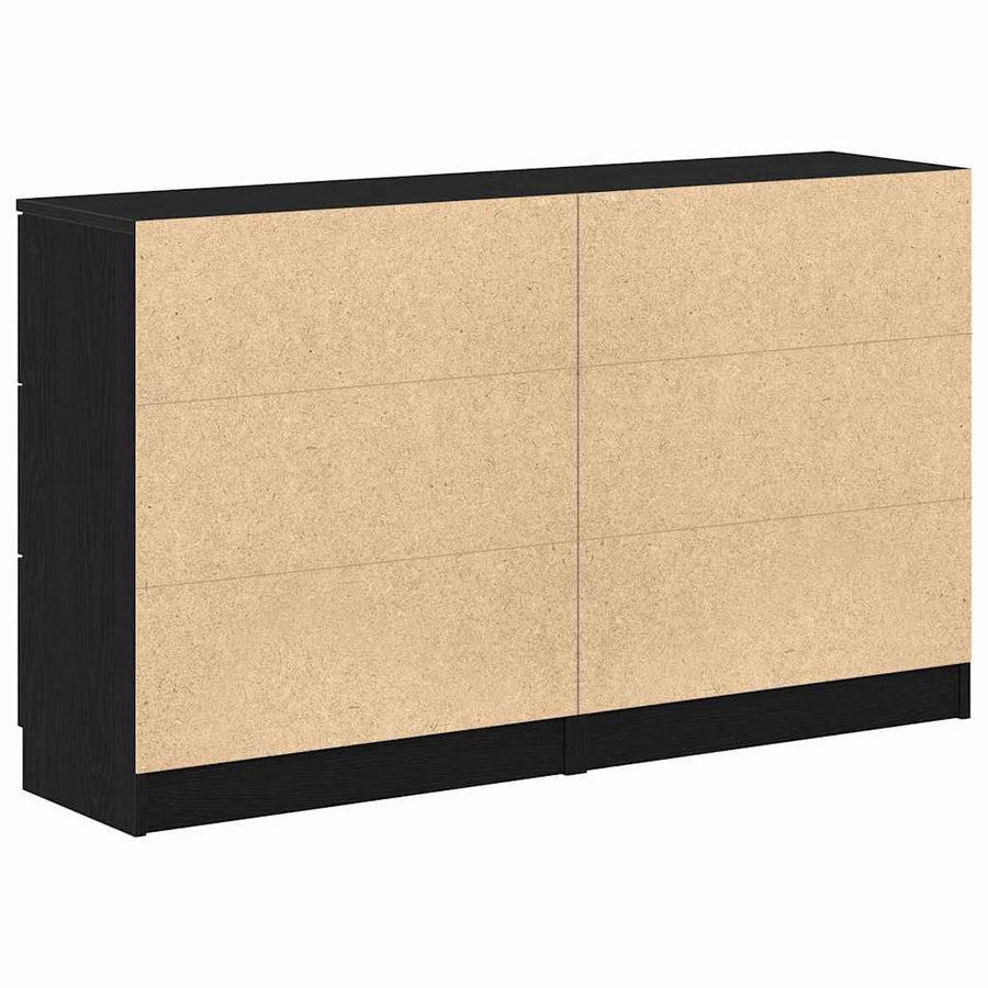Dressoir met lade Zwart Eiken 120 x 30 x 70 cm Bewerkt hout