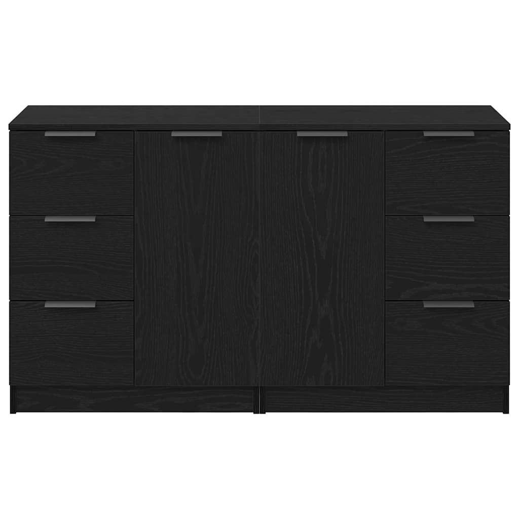 Dressoir met lade Zwart Eiken 120 x 30 x 70 cm Bewerkt hout