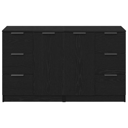 Dressoir met lade Zwart Eiken 120 x 30 x 70 cm Bewerkt hout