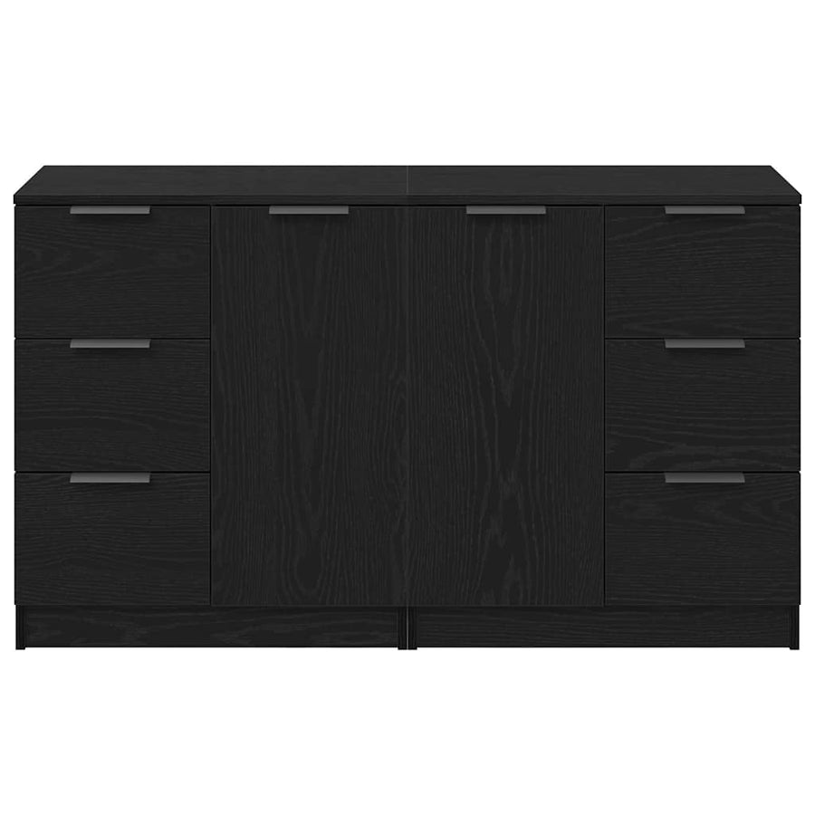 Dressoir met lade Zwart Eiken 120 x 30 x 70 cm Bewerkt hout