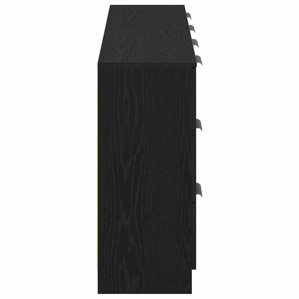 Dressoir met lade Zwart Eiken 120 x 30 x 70 cm Bewerkt hout