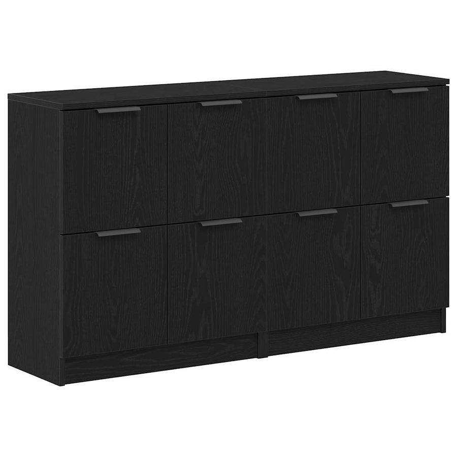 Dressoir 2 pcs Zwart Eiken 60 x 30 x 70 cm Bewerkt hout