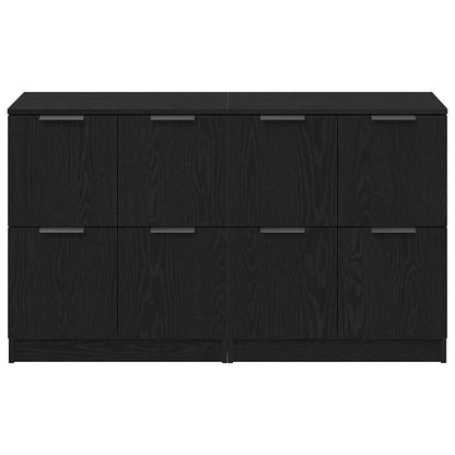 Dressoir 2 pcs Zwart Eiken 60 x 30 x 70 cm Bewerkt hout