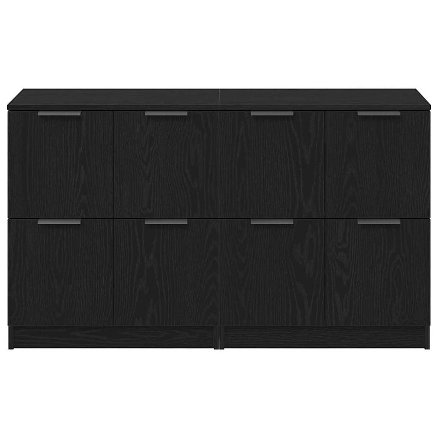 Dressoir 2 pcs Zwart Eiken 60 x 30 x 70 cm Bewerkt hout
