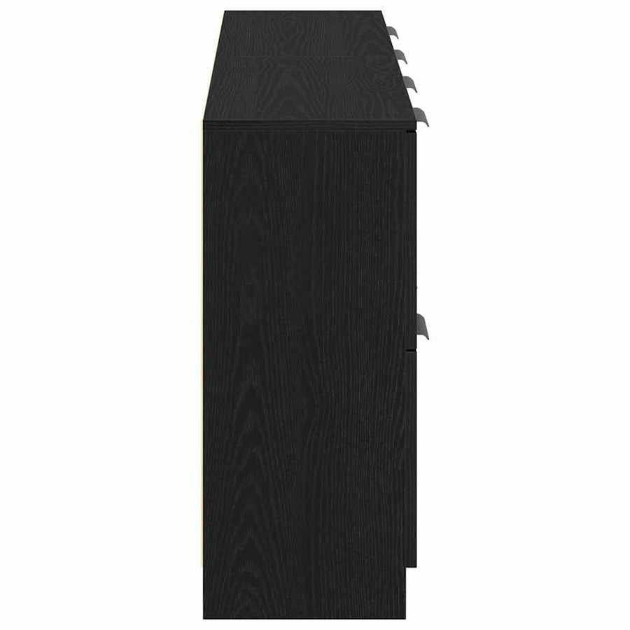 Dressoir 2 pcs Zwart Eiken 60 x 30 x 70 cm Bewerkt hout