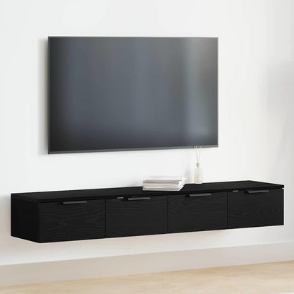 Wandkast 2 pcs Zwart Eiken 68 x 30 x 20 cm Bewerkt hout