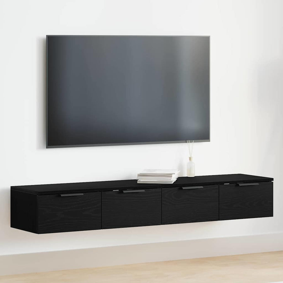 Wandkast 2 pcs Zwart Eiken 68 x 30 x 20 cm Bewerkt hout