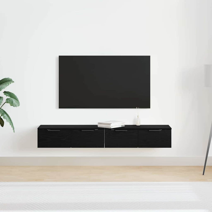 Wandkast 2 pcs Zwart Eiken 68 x 30 x 20 cm Bewerkt hout