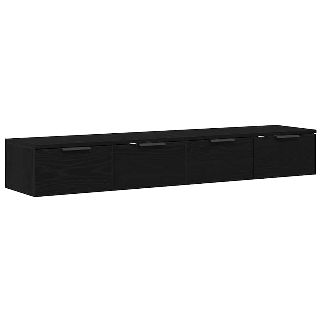 Wandkast 2 pcs Zwart Eiken 68 x 30 x 20 cm Bewerkt hout