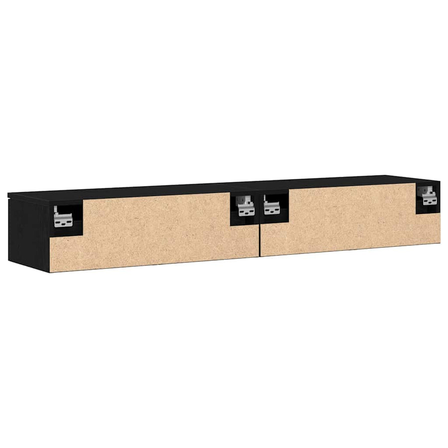 Wandkast 2 pcs Zwart Eiken 68 x 30 x 20 cm Bewerkt hout