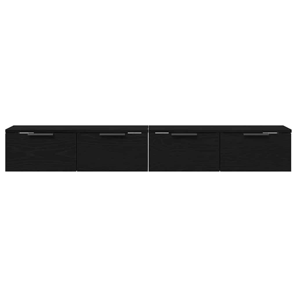 Wandkast 2 pcs Zwart Eiken 68 x 30 x 20 cm Bewerkt hout