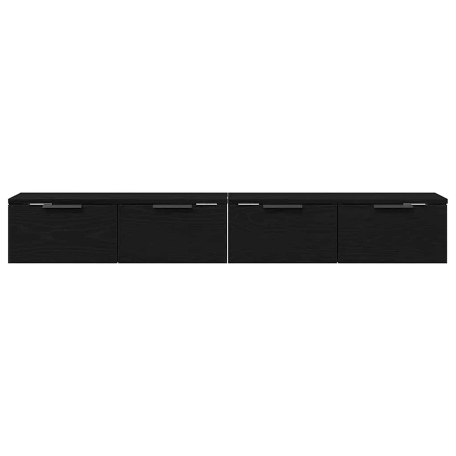 Wandkast 2 pcs Zwart Eiken 68 x 30 x 20 cm Bewerkt hout