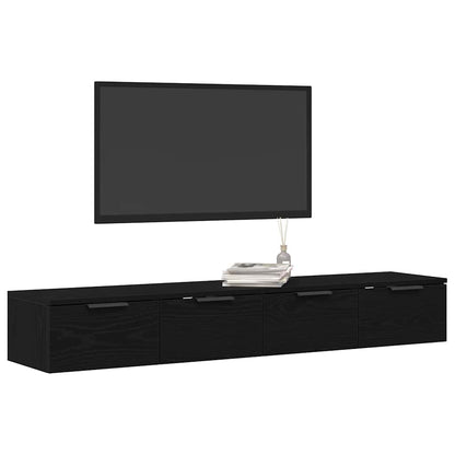 Wandkast 2 pcs Zwart Eiken 68 x 30 x 20 cm Bewerkt hout