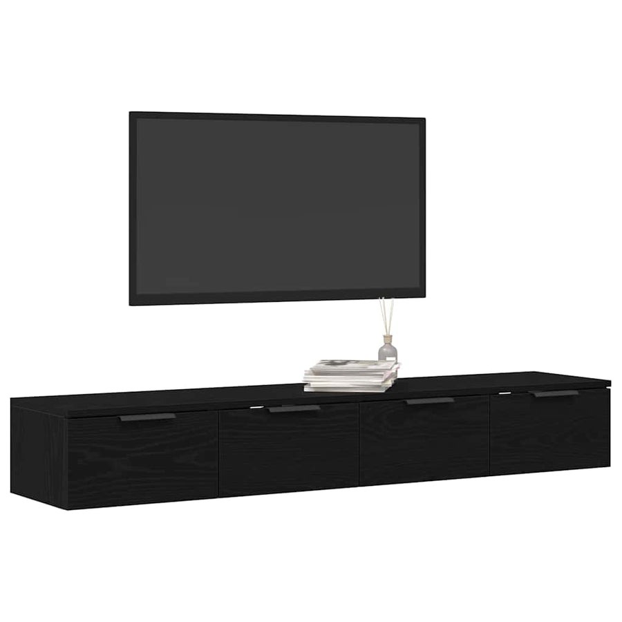 Wandkast 2 pcs Zwart Eiken 68 x 30 x 20 cm Bewerkt hout