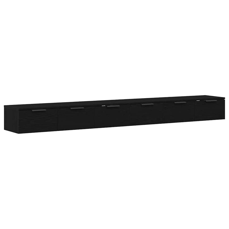 Wandkast 2 pcs Zwart Eiken 102 x 30 x 20 cm Bewerkt hout