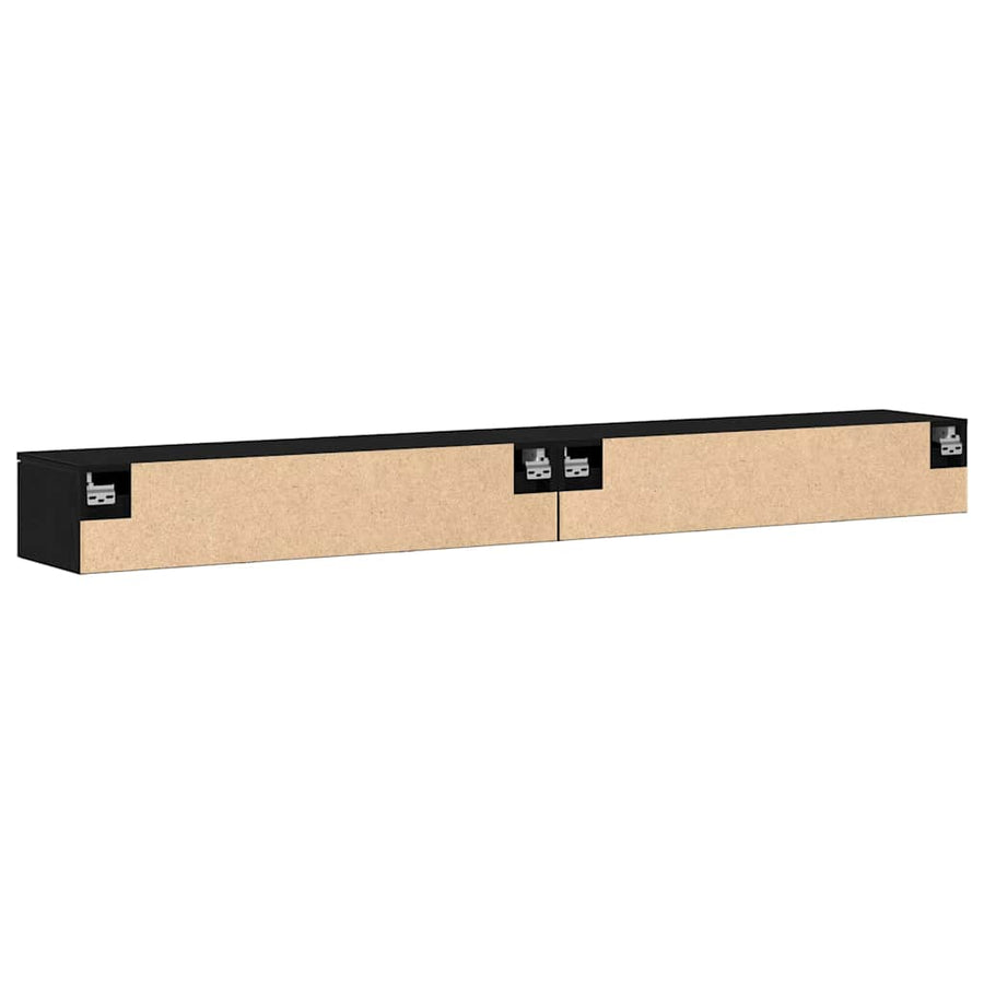 Wandkast 2 pcs Zwart Eiken 102 x 30 x 20 cm Bewerkt hout