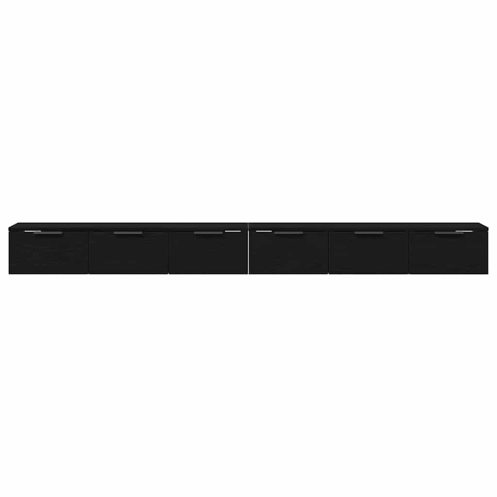 Wandkast 2 pcs Zwart Eiken 102 x 30 x 20 cm Bewerkt hout