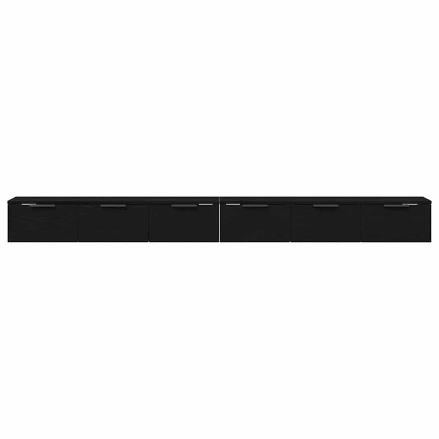 Wandkast 2 pcs Zwart Eiken 102 x 30 x 20 cm Bewerkt hout