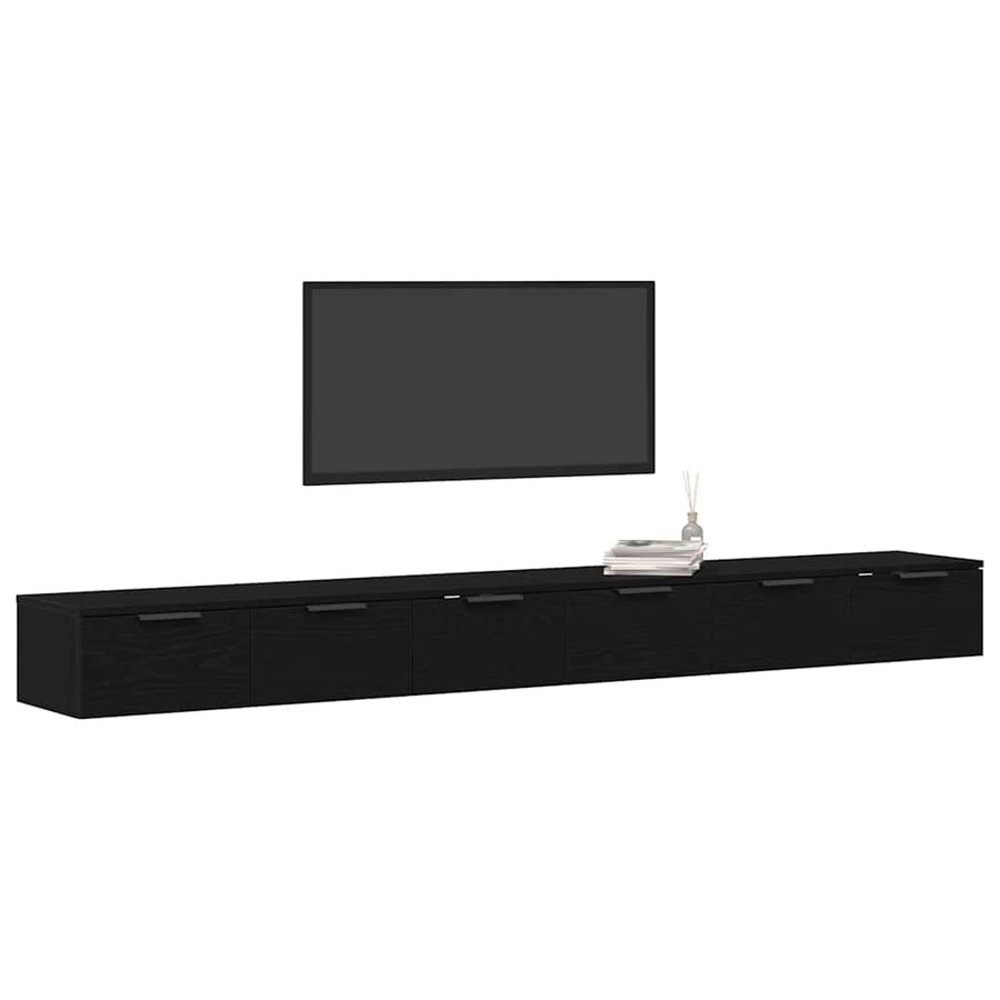 Wandkast 2 pcs Zwart Eiken 102 x 30 x 20 cm Bewerkt hout