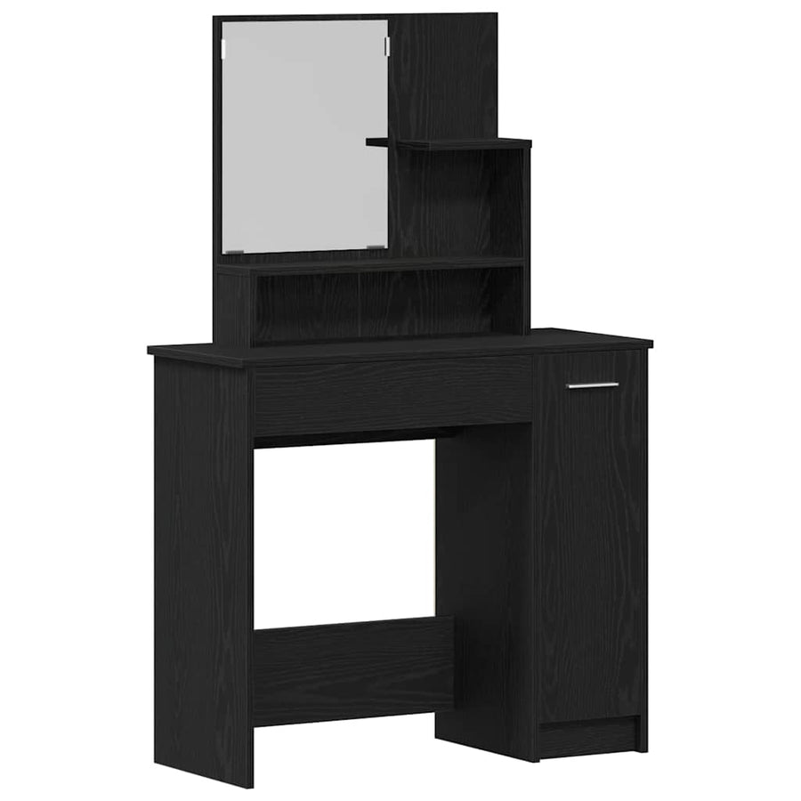 Toilettafel Set met lade 2 pcs Zwart Eiken Bewerkt hout