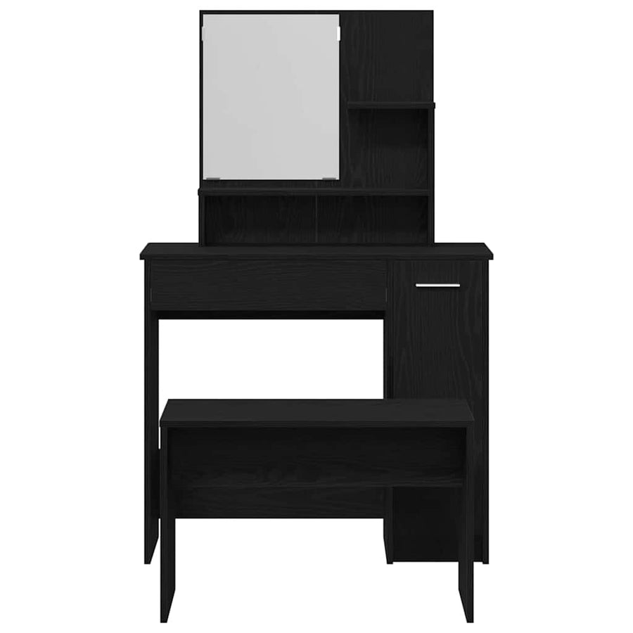 Toilettafel Set met lade 2 pcs Zwart Eiken Bewerkt hout