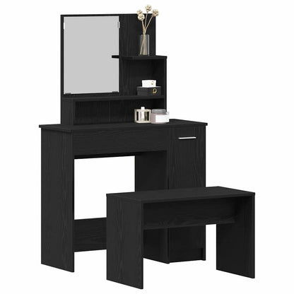 Toilettafel Set met lade 2 pcs Zwart Eiken Bewerkt hout