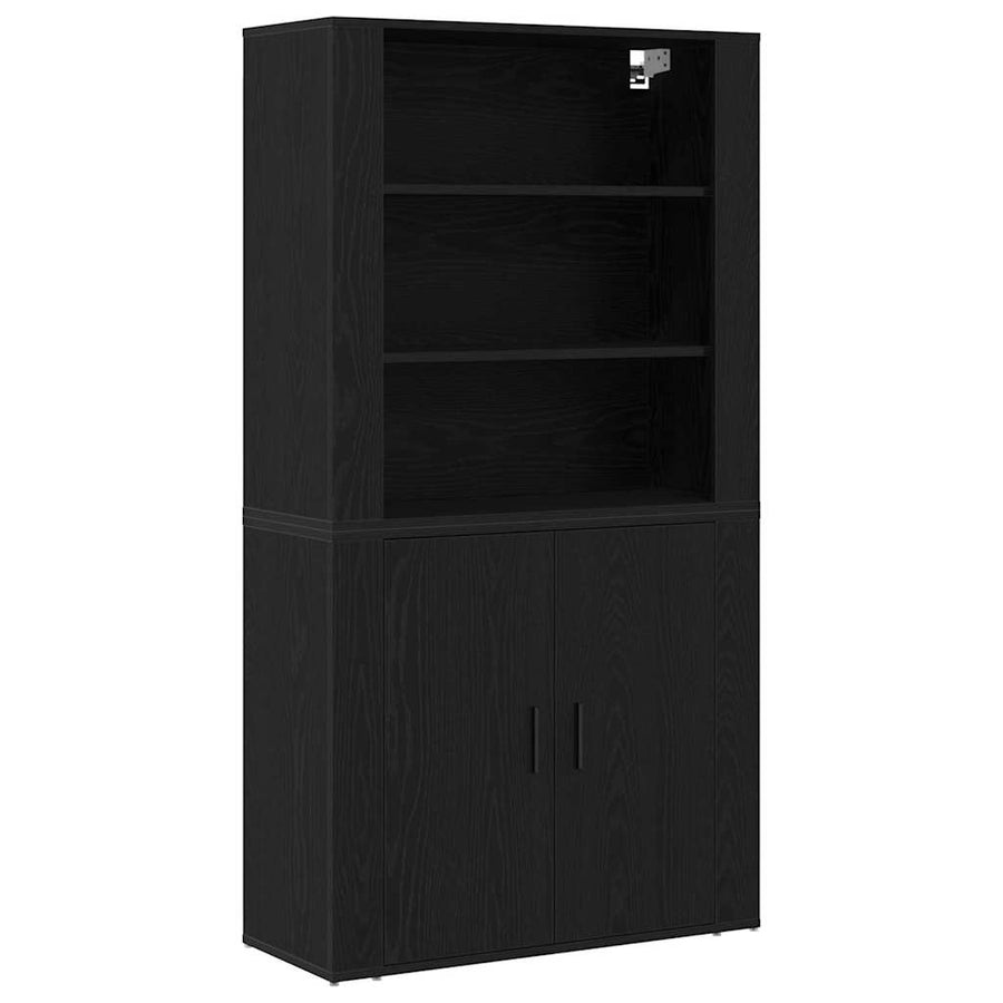 Hoge kast Zwart Eiken 80 x 33 x 150 cm Bewerkt hout