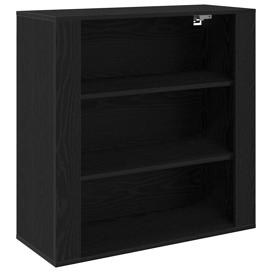 Hoge kast Zwart Eiken 80 x 33 x 150 cm Bewerkt hout