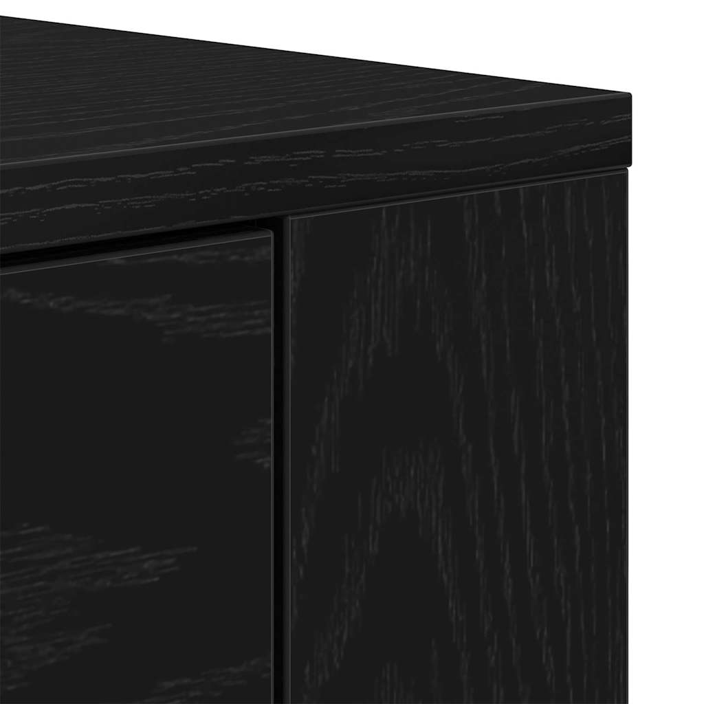 Highboard met lade Zwart eiken 80 x 33 x 150 cm Bewerkt hout