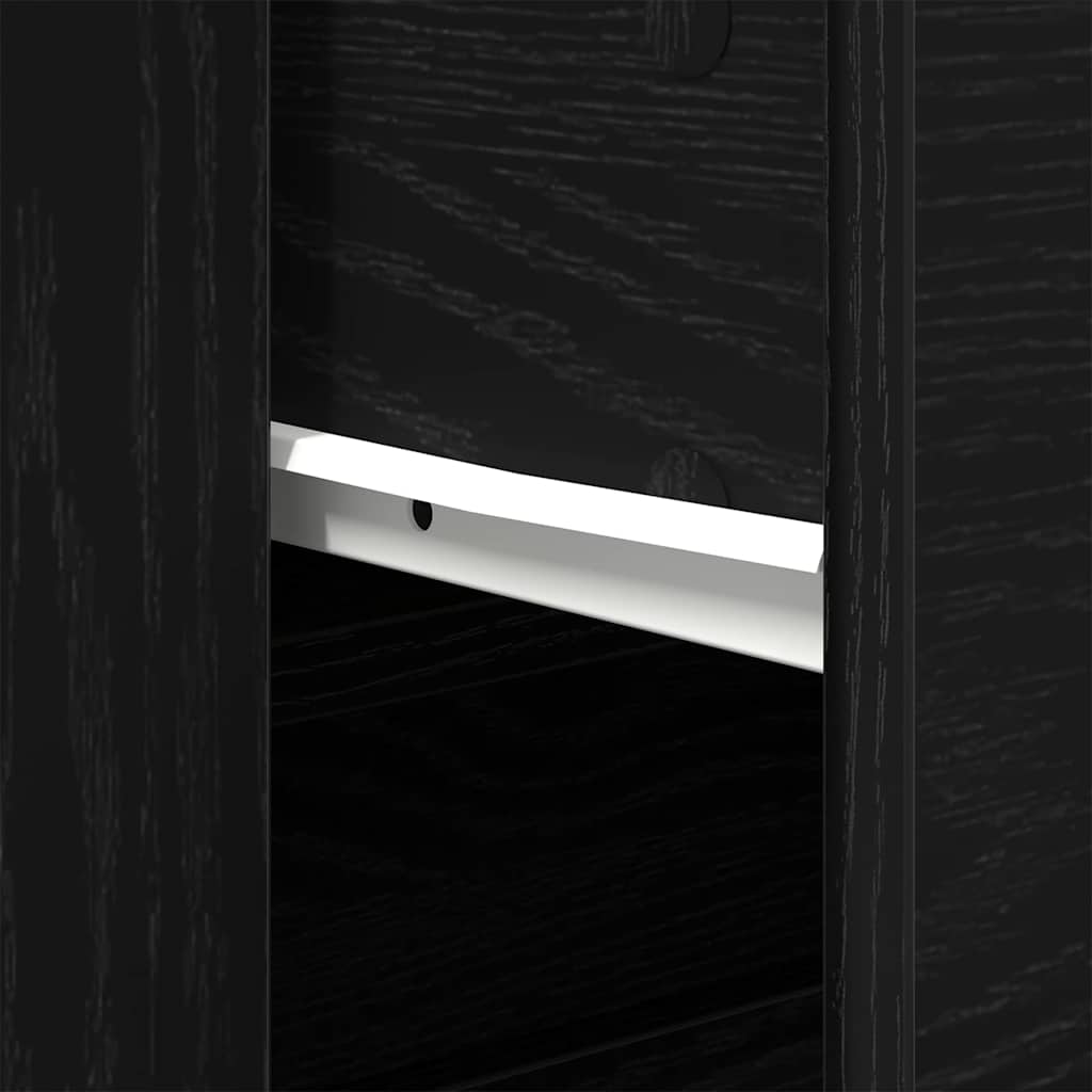Highboard met lade Zwart eiken 80 x 33 x 150 cm Bewerkt hout