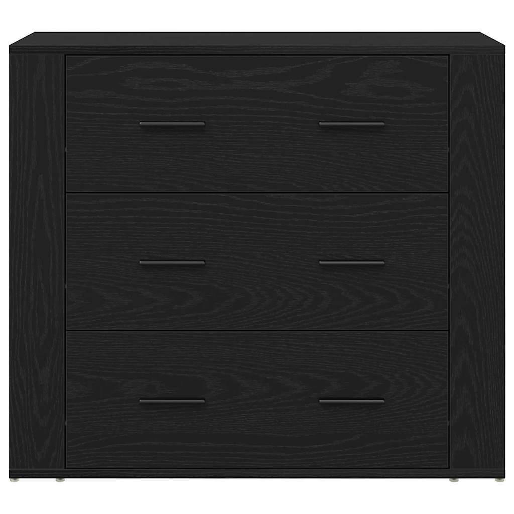 Highboard met lade Zwart eiken 80 x 33 x 150 cm Bewerkt hout