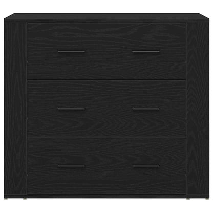 Highboard met lade Zwart eiken 80 x 33 x 150 cm Bewerkt hout