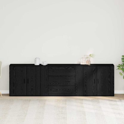 Dressoir met lade Zwart Eiken 240 x 33 x 70 cm Bewerkt hout