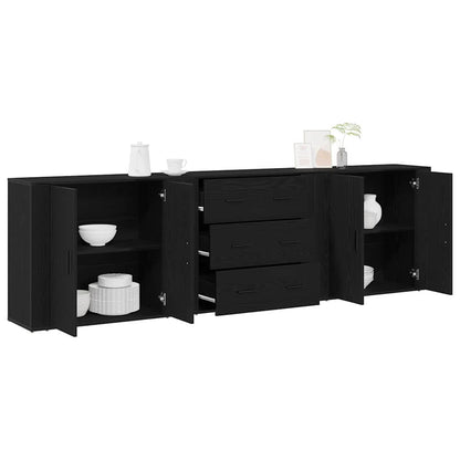 Dressoir met lade Zwart Eiken 240 x 33 x 70 cm Bewerkt hout