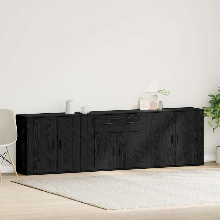 Dressoir Met Lade 240 X 33 X 70 Cm Bewerkt Hout Zwart eiken