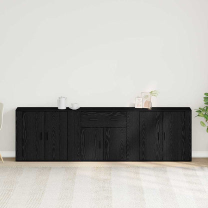 Dressoir Met Lade 240 X 33 X 70 Cm Bewerkt Hout Zwart eiken