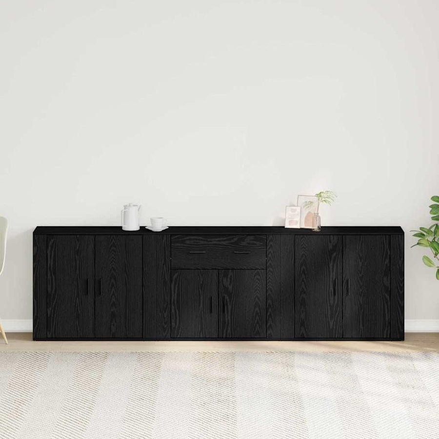 Dressoir Met Lade 240 X 33 X 70 Cm Bewerkt Hout Zwart eiken