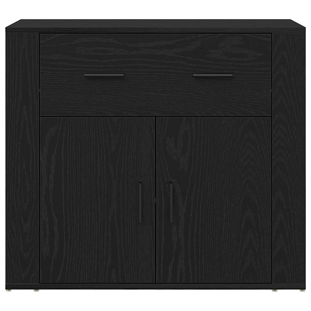 Dressoir Met Lade 240 X 33 X 70 Cm Bewerkt Hout Zwart eiken